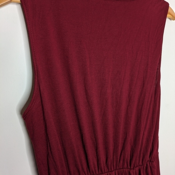 Deep V Neck Sleeveless High Low Crossover Hem Flowy Midi Casual Dress NEW XL - Picture 5 of 6